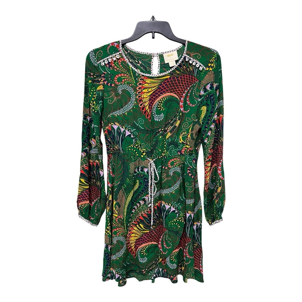 Anthropologie MAEVE Dress Green Janis Verdant Floral Fairycore Whimsical Size 10